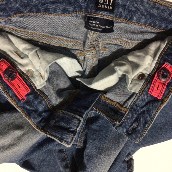 GAP Stretch Super Skinny Distressed Denim Blue Jeans - Size 10 - Picture 6 of 9
